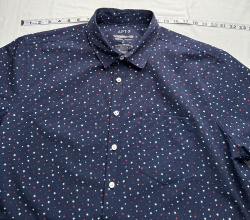 Camisa Apt 9 Para Hombre XL Abotonada Ajuste Desescolado Azul Rojo Blanco Estrellas Ajuste Estándar - Imagen 4 de 9