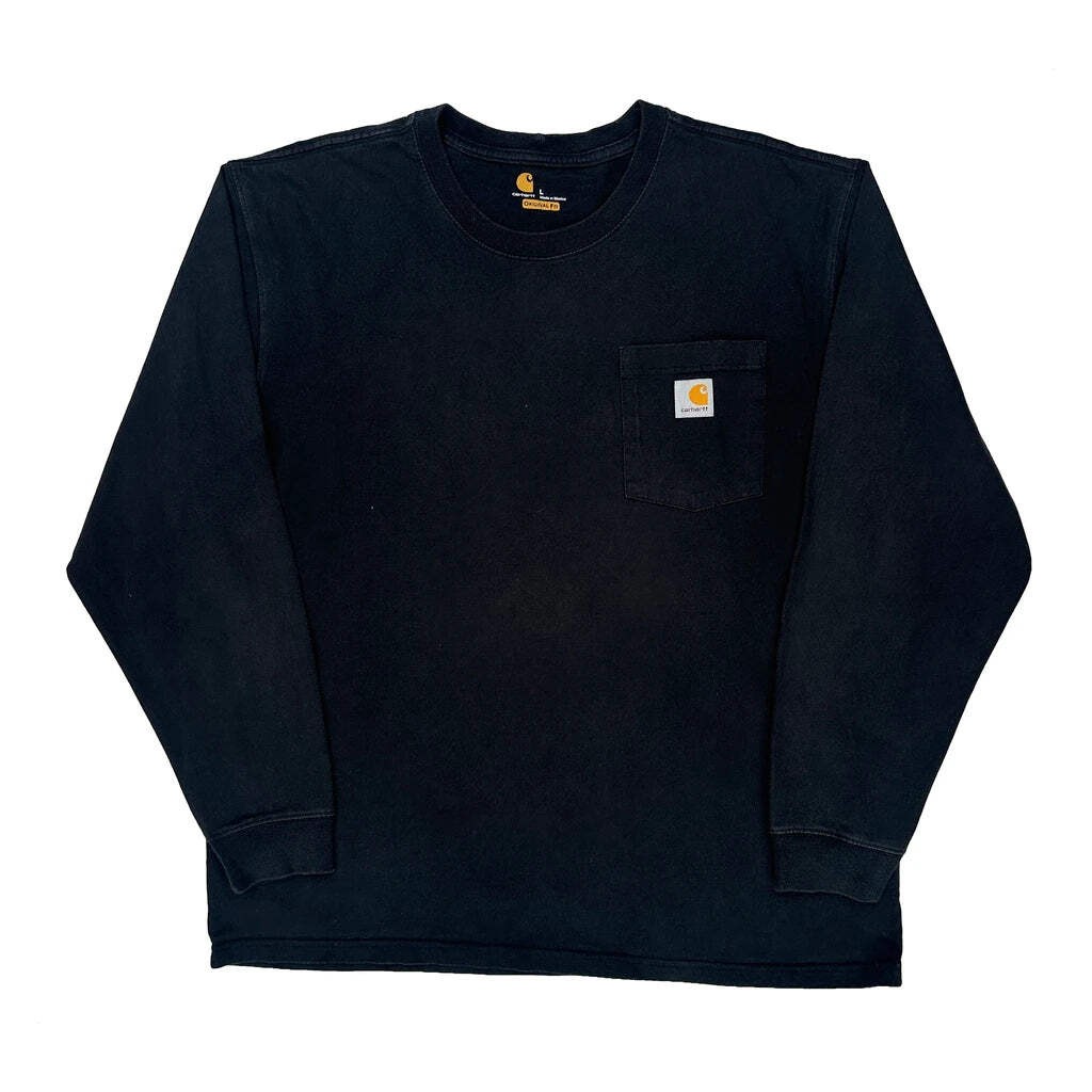 Carhartt Long Sleeve T-Shirt - Large Black Cotton