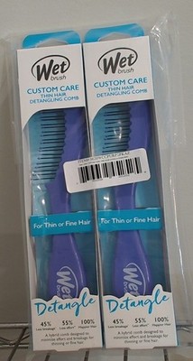 NEW Wet Brush Thin Detangler Combs - Purple, Custom 2-Pack (2 Combs Total)