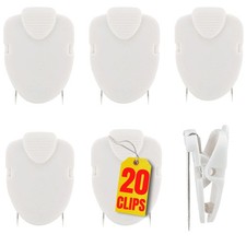 White Cubicle Wall Clips - 20 Pack Fabric Wall Clips