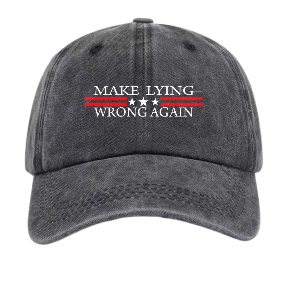 Make Lying Wrong Again Patriotic Slogan Baseball Cap Adjustable Dad Hat