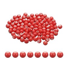 100Pcs 6mm Round Ceramic Porcelain Beads, Red