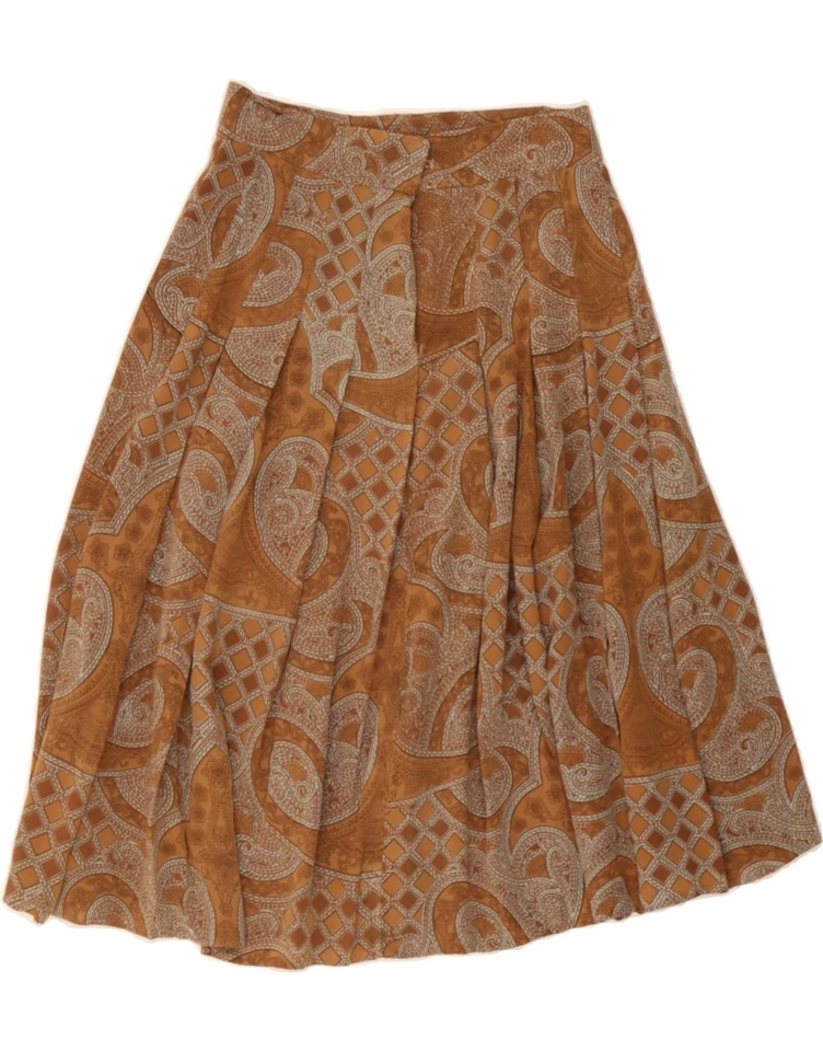 VINTAGE Womens Pleated Skirt  W24 XS  Brown Paisley BX15 - Image 2 of 2