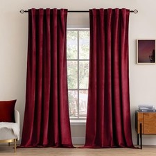 Velvet Curtains 84 inches 2 Panels - 52"W x 84"L Pack of 2 Burgundy Red
