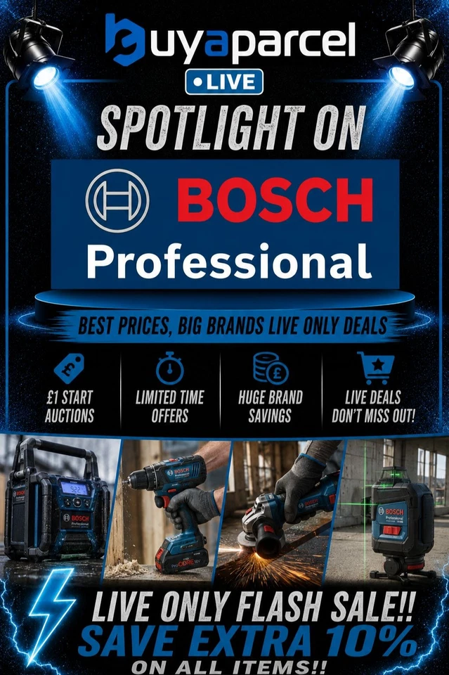 Buyaparcel LIVE Spotlight on Bosch PROFESSIONAL | £1 Auctions | Flash Sales