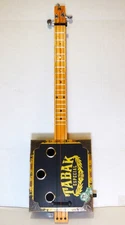 Cigar box guitar, 3 string, metal frets, piezo sound PU  installed (see desc)