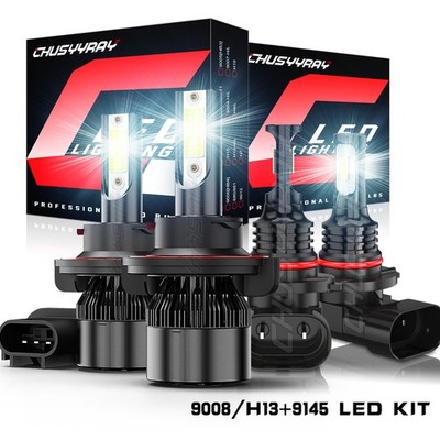 For 2004-2014 Ford F150 6000K Faros LED Hi / Lo+Combo de bombillas antiniebla 4x