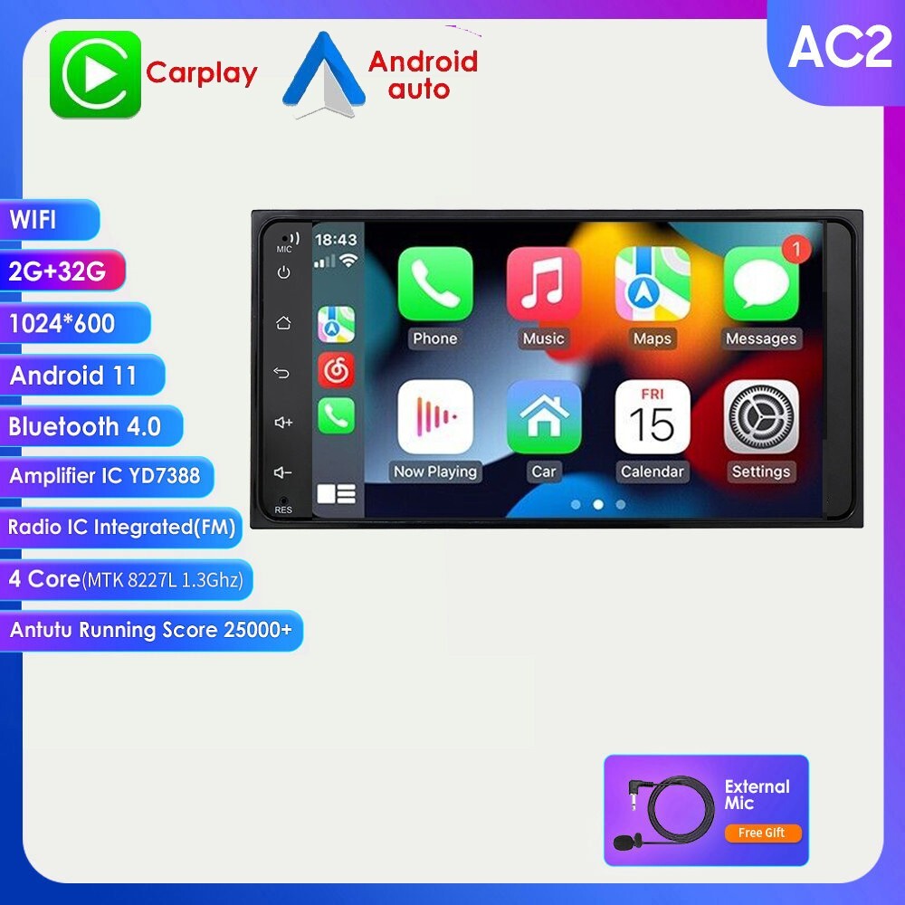 For Toyota Android 12 Car Radio Stereo Apple Carplay GPS