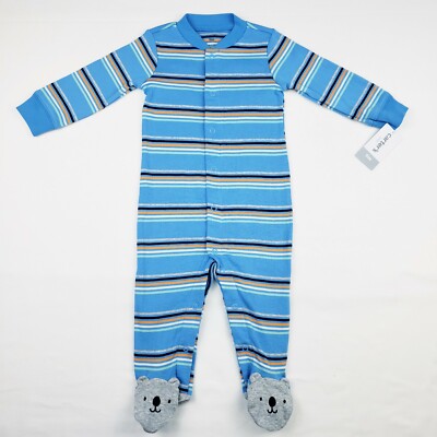 Carter's Baby Boy Jumpers Footed Snap-Up Cotton Sleep & Play Blue Striped 3m NWT