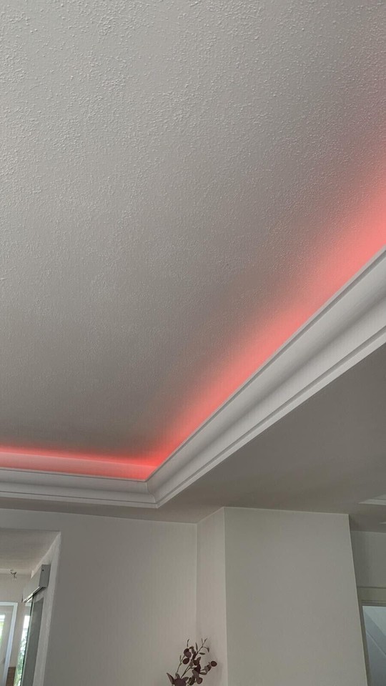 HEXIMO LED Stuckleisten Klassisch, XPS Styropor Indirekte Beleuchtung Wand- & Deckenleisten Styroporleisten Für Decken (20,4 Meter HLED 10
