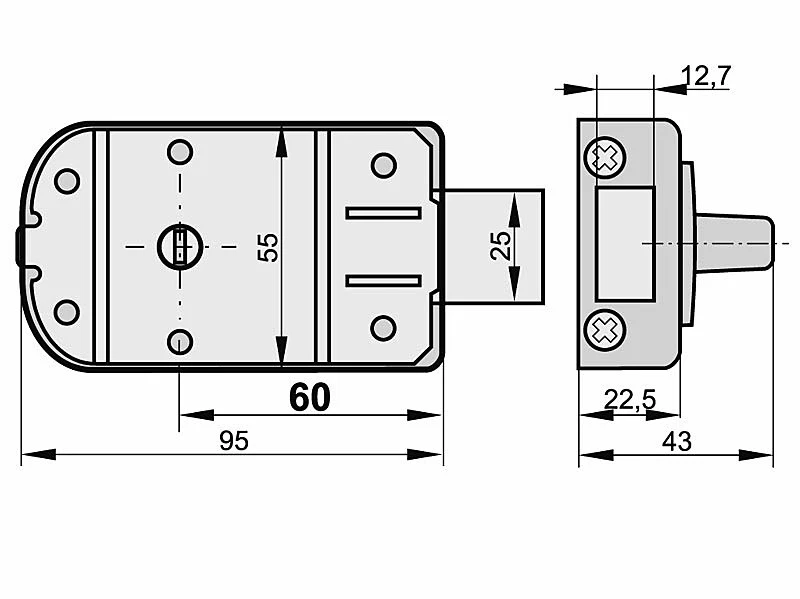 Kastenschloss 60 Zusatzschloss Türzusatzschloß Zylinder Gleichschliessend Braun. - Bild 2 von 2