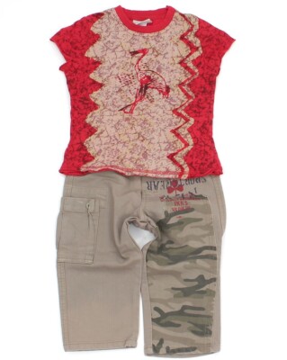 IKKS Mädchen Kombi 2 Teile Cargo-Hose und T-Shirt Cargostil - Gr. 80-86