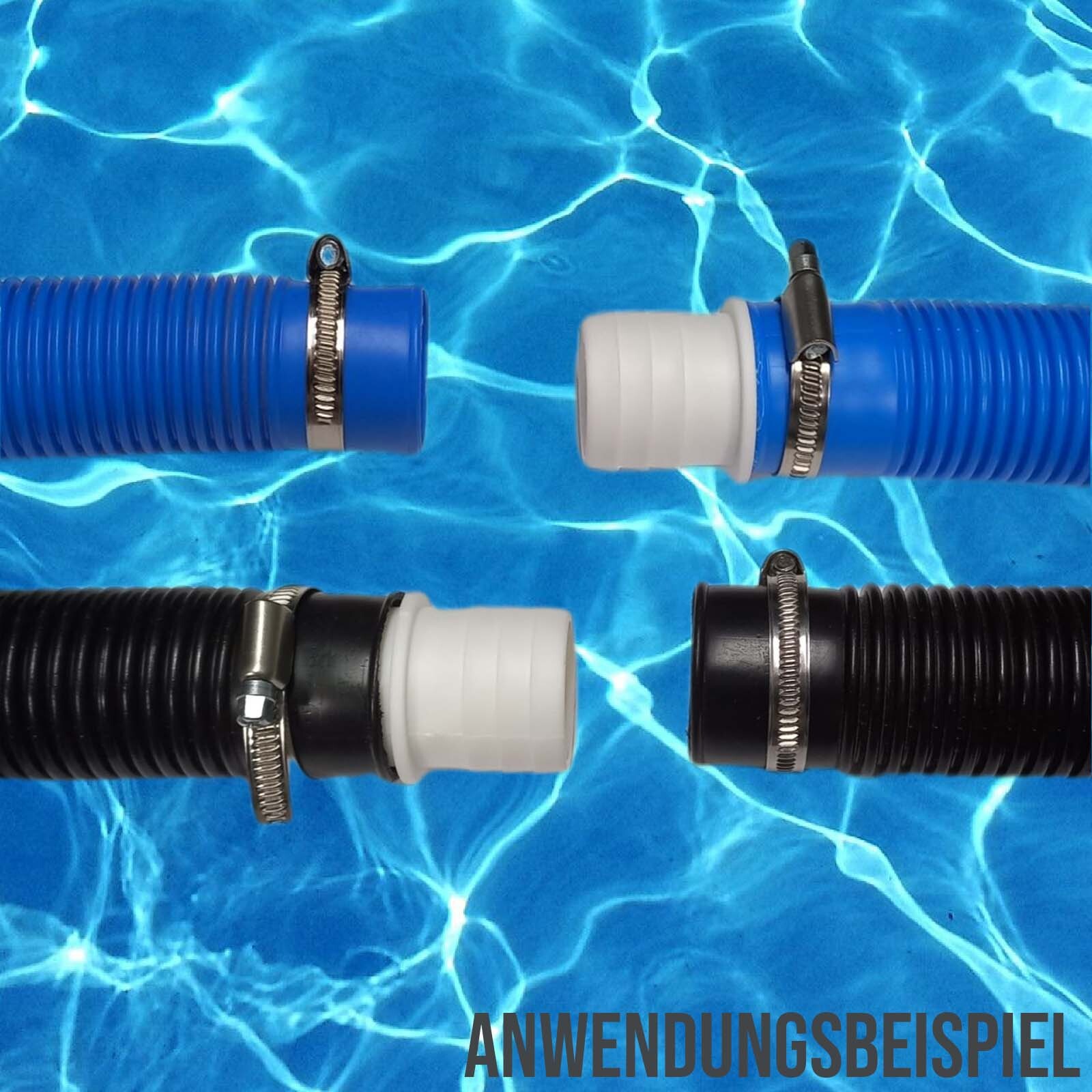 Schwimmbadschlauch Pool Solar Saug Teich Schlauch 38 mm blau / schwarz