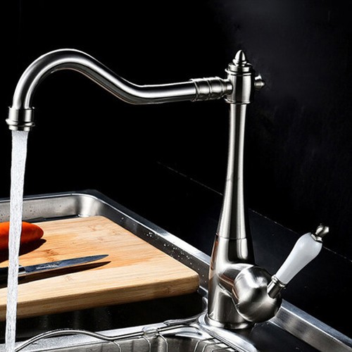 Tradition Kitchen Sink Faucet Ceramic Handle Single Hole Swivel Vessel Mixer Tap - Picture 8 of 11