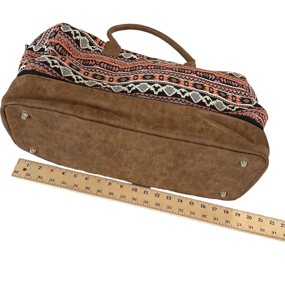 Bolso de Mano My Mealivos Marrón Patrón Suroeste Cuero Vegano Doble Asas Foto 2 de 4