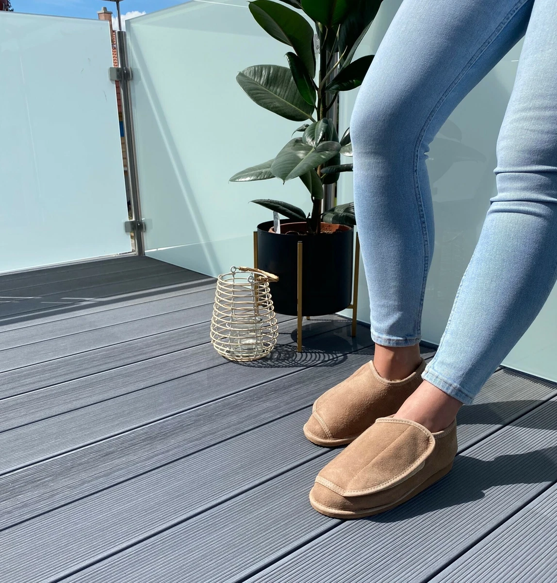 Lammfell Hausschuhe CHRISTEL Damen Herren Schuhe Klettverschluss