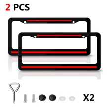 2pcs For Chevrolet Metal Red Line Car License Plate Frame Tag Covers with Screws