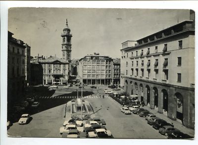 1969 Varese Piazza Montegrappa and Bell Tower of Bernascone FG B/W VG ANIMATED car