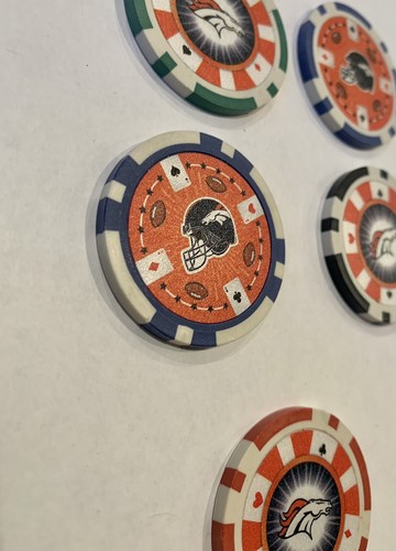 Denver Bronco Chip Poker Set di 5 forniture artigianali marcatori calcio NFL - Foto 5 di 5