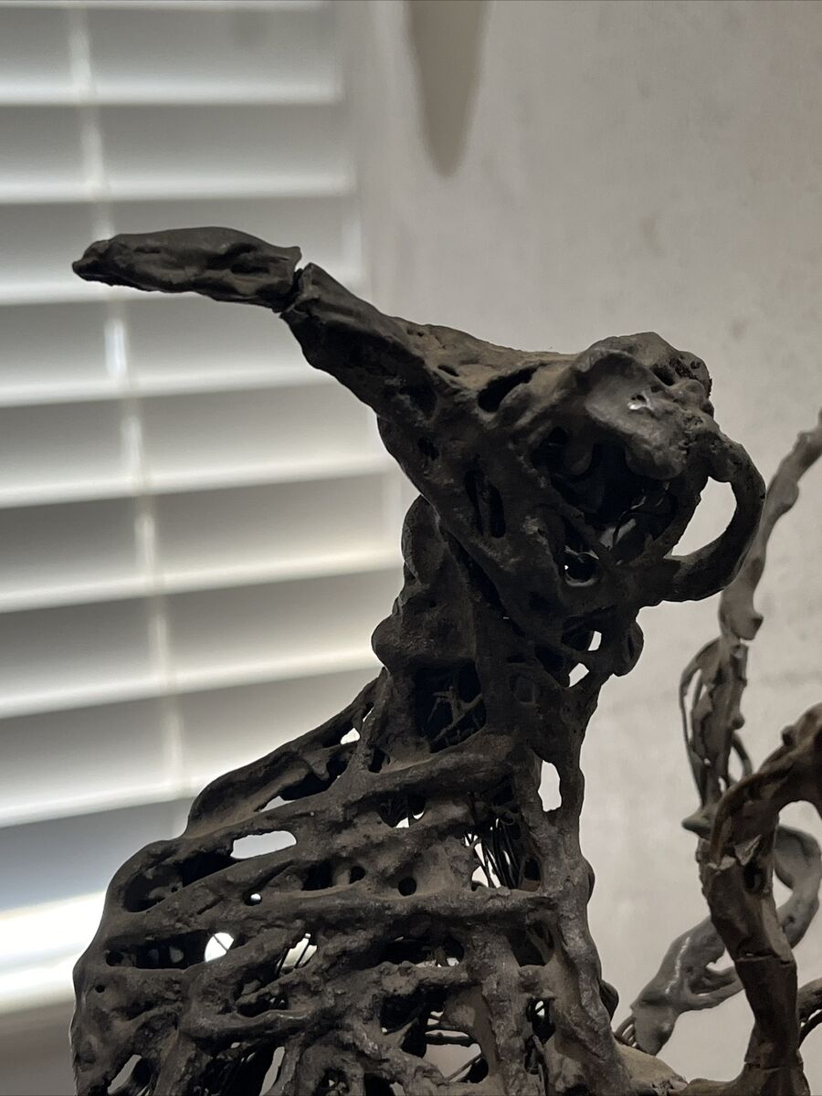 Wire Penguin with egg 12'' Handmade Freestanding Art Signed Wire Penguin with egg 12'' Handmade Freestanding Art Signed