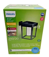 PHILIPS LED Outdoor Wall Lantern - Bright White LED Porch Light Solar motion