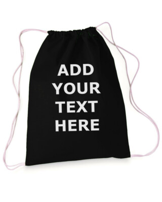Custom Drawstring Bag Add Your Text Personalized Cotton Gym Backpack Tote Sack