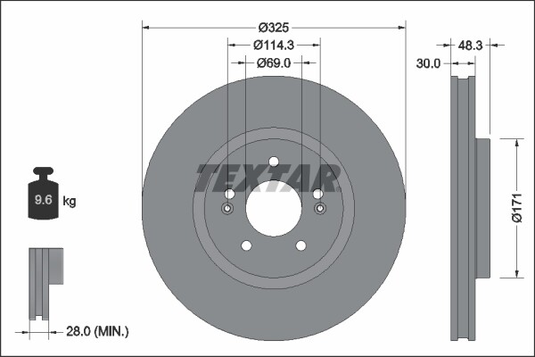 Textar 2X Bremsscheiben Vorne BelüFtet Beschichtet FüR Hyundai Tucson NX4A-image