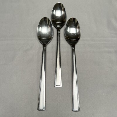  Cambridge Dublin Stainless Oval Place Soup Spoons Satin Glossy Flat Tip 3Pc Set