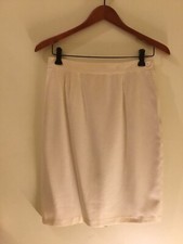 Vintage SK  Co Ivory Raw Silk Knee Length/Lined/Side Zip  Pencil Skirt Sz 10