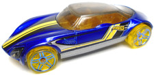 2018 HOT WHEELS AVANT GARDE BLUE 1:64 DIECAST 3" CAR W/ YELLOW & BLACK STRIPES