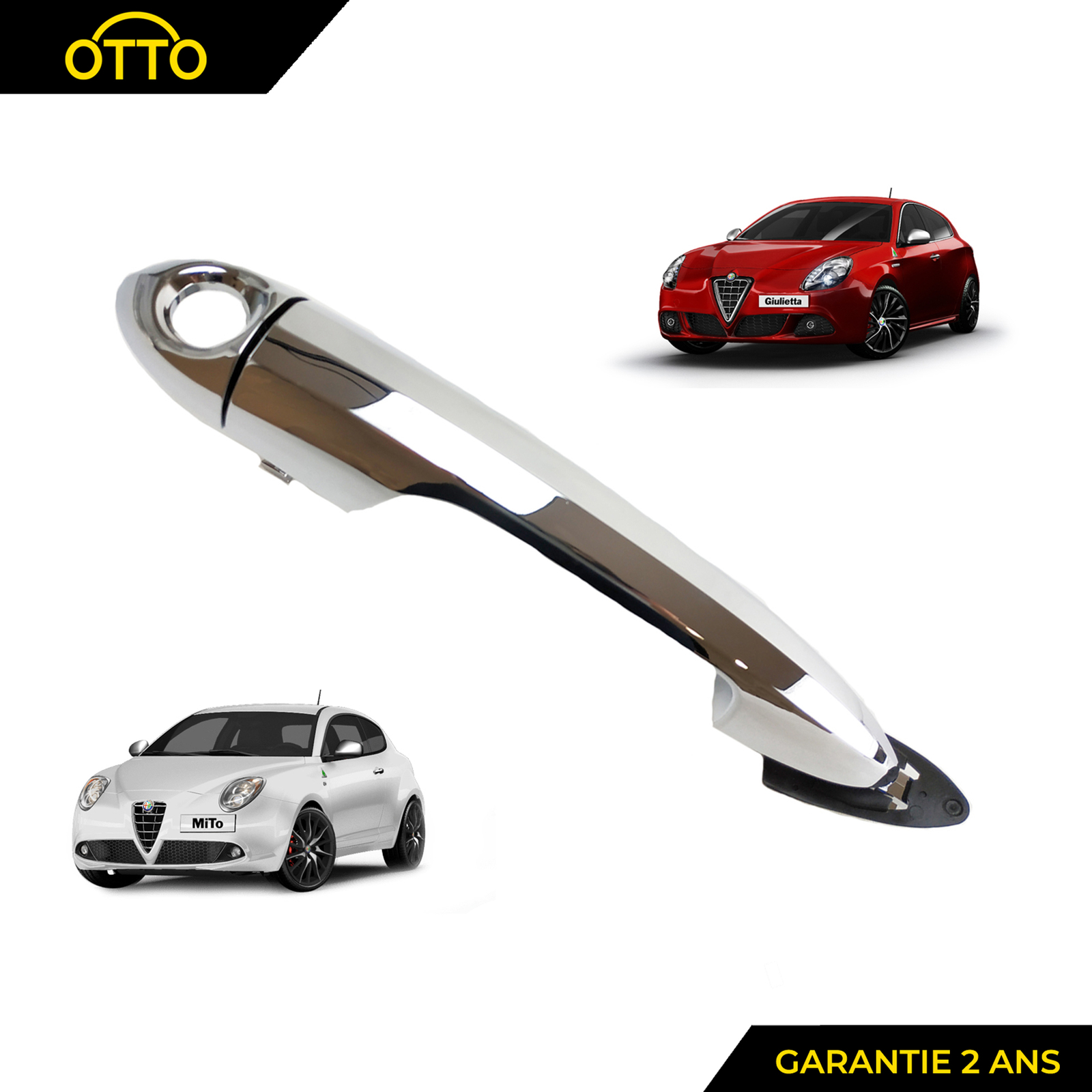Poignée de porte avant gauche Giulietta MiTo Ypsilon extérieure chromée - Référence 156099957