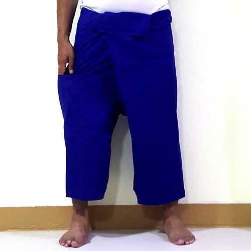 Thai Fisherman Trousers Pants Massage Pilate Tai Chi Yoga Pilates Navy Blue - Picture 6 of 11