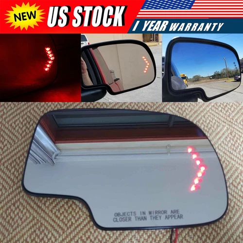 Mirror Glass Heated Turn Signal Passenger Side RH for 03-2007 Chevy GMC Cadillac
