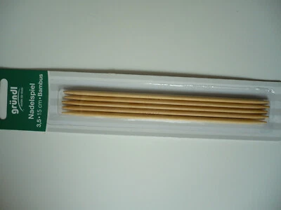 Gründl Nadelspiel 15cm Strumpfstricknadeln Bambus Stärken 2,5 bis 3,5 für Socken