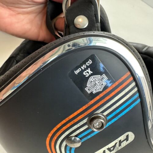 Harley-Davidson Black Retro Tank Stripe B01 3/4 Helmet 98177-17VX XS (53-54cm) - Picture 15 of 19