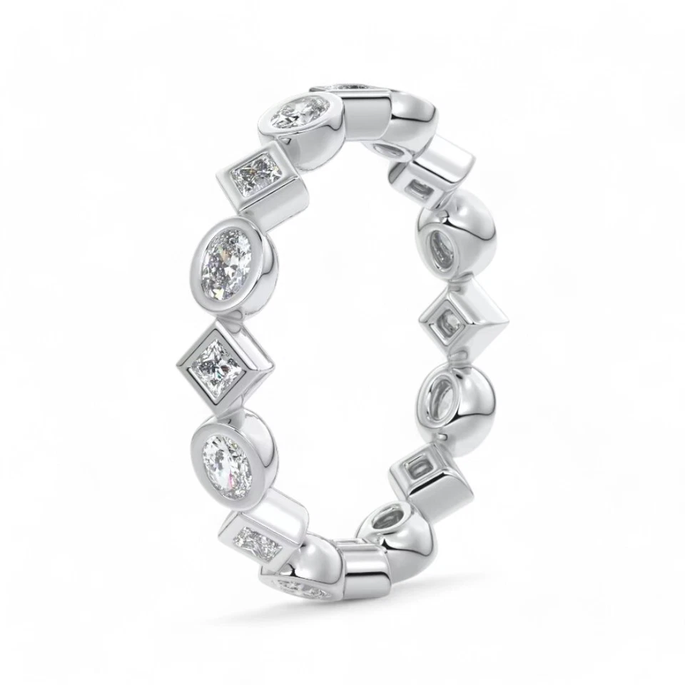 Engagement Diamond Eternity Band Oval Lab Grown 1.00 Carat 18k White Gold Size 6 - Image 4 of 4