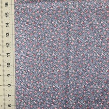 Pretty Flowers On Blue 1/2 Yard Cotton Fabric - New