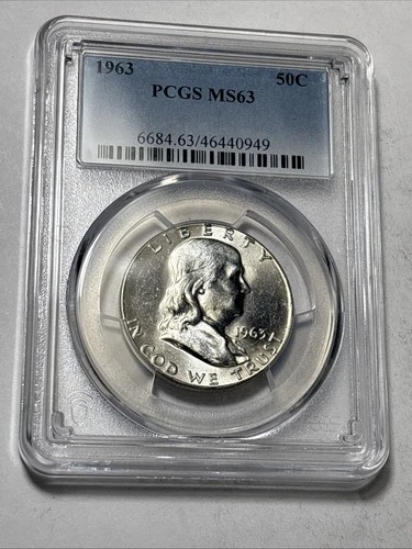 1963-P FRANKLIN SILVER HALF DOLLAR 50C PCGS MS63