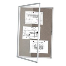 Enclosed Bulletin Board 36x24 inch Lockable Cork Noticeboard Display Felt