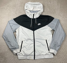 Nike Windrunner Jacket Mens M Hooded Full Zip Mesh Lined Black White 727324-101
