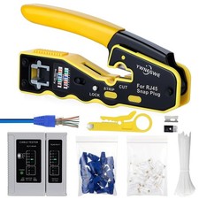 RJ45 Crimp Tool Kit: Pass Through Ethernet Crimper for Cat5e, Cat6, Cat6a, 8P8C