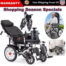 12A/24V Reclining Electric Wheelchair Foldable Mobility Motorized US