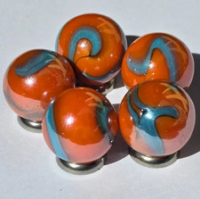 New For 2025 Luster Valkyrie 16mm 5/8 in pk 5 Vacor Marble Orange w Blue Swirl