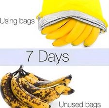 3pcs Yellow Insulated Banana Storage Bags Fresh-Keeping Drawstring Pouches - NEW