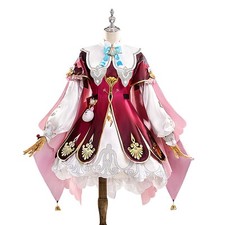 Game Honkai  Star Rai Hyacine Red Dress Up Outfit W/Short Skirt Hat Cosplay Prop