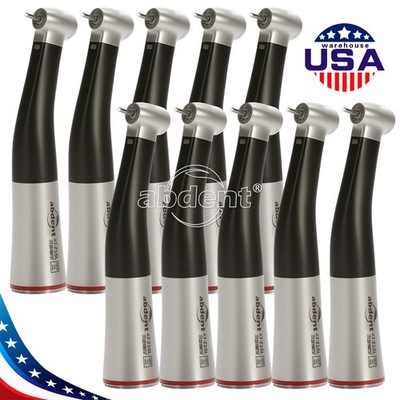 1-10 PCS ABDENT Dental 1:5 Fiber Optic LED Contra Angle Electric Handpiece Black