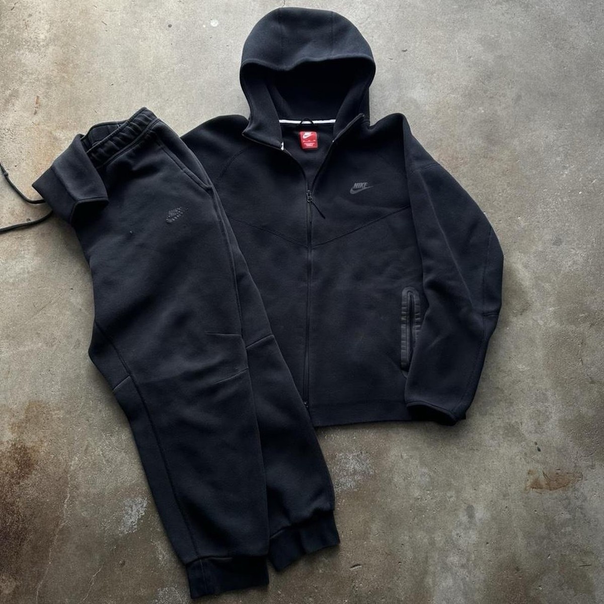 Nike Tech Fleece Sweatsuit Mens Black Full Zip Hoodie Jogger Set