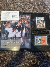 John Elway Autographed Signed Plaque Rookie Card And Authentic Game worn Card