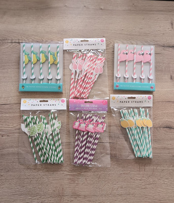 Honeycomb Pineapple Flamingo Stripe Palm Leaf Lemon Fruit Drinking Party Straws
