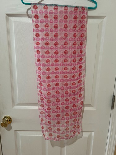 Sheer Poly Scarf-Hearts X's & O's -KISSES & HUGS - Red, White, Pink -size 60x13 - Picture 3 of 9